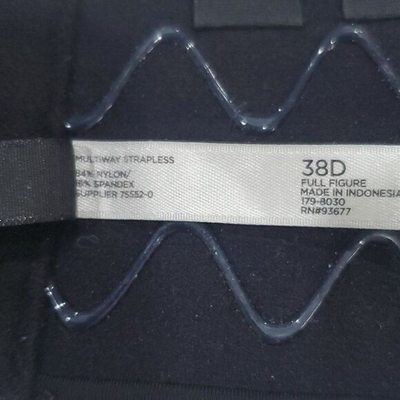 Ambrielle Black Strapless Push Up Bra, Size 38D - Picture 4 of 5